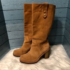 Ugg tan suede Josie boots with rubber heels